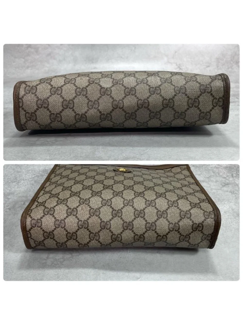 Gucci GG Clutch Brown Second Leather Logo